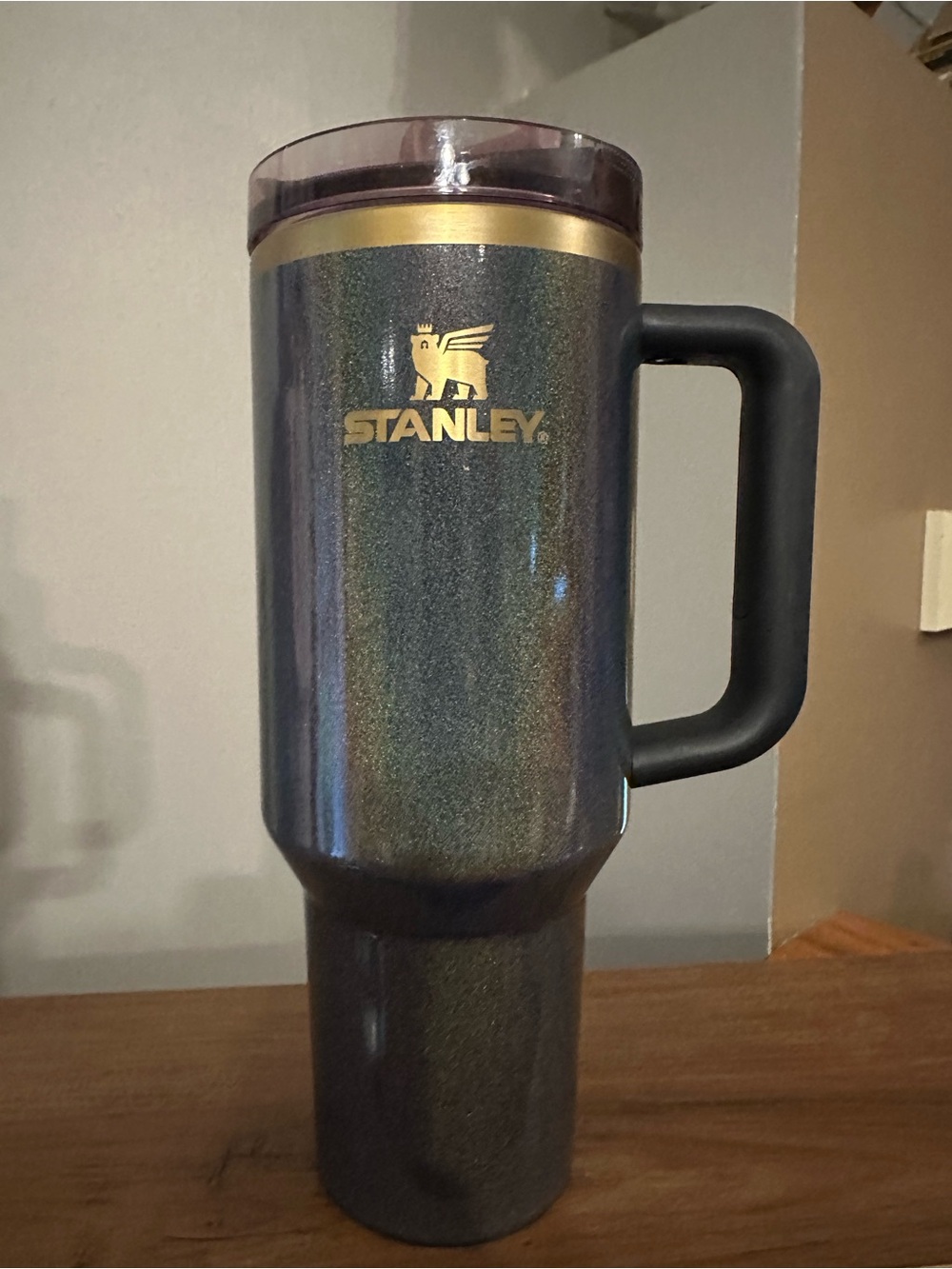 Stanley Iridescent Black Travel Tumbler with Gold Logo
